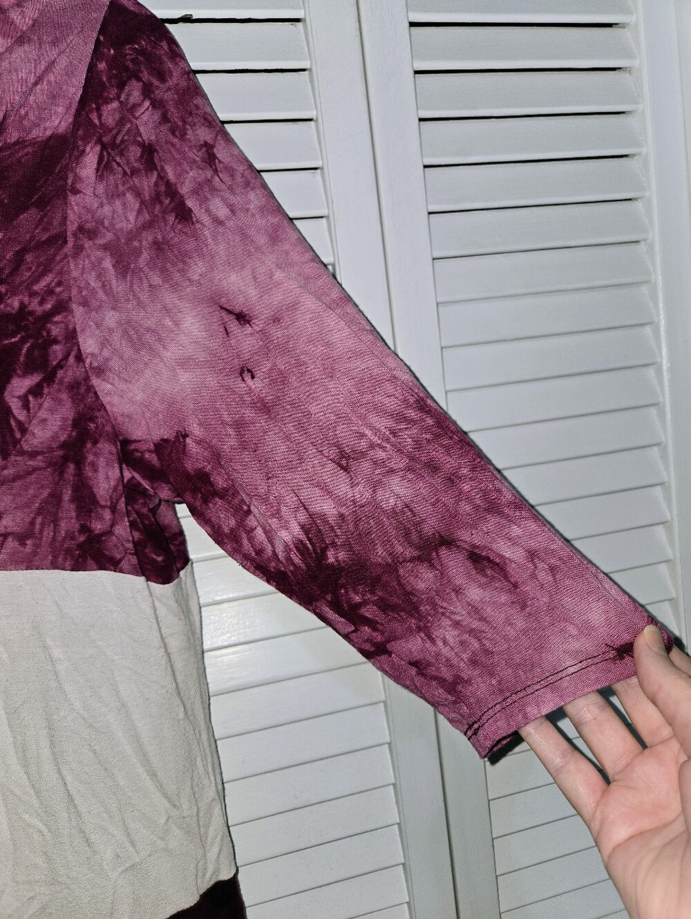 M. Fasis Women's 1X Colorblock Tie-Dye Long Sleeve Top - Picture 2 of 11
